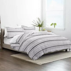 Kirklands Home Duvets|Gray Soft Striped 3-pc. King Duvet Cover Set