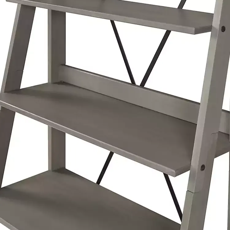 Kirklands Home Bookshelves|Gray Solid Wood Ladder Bookshelf