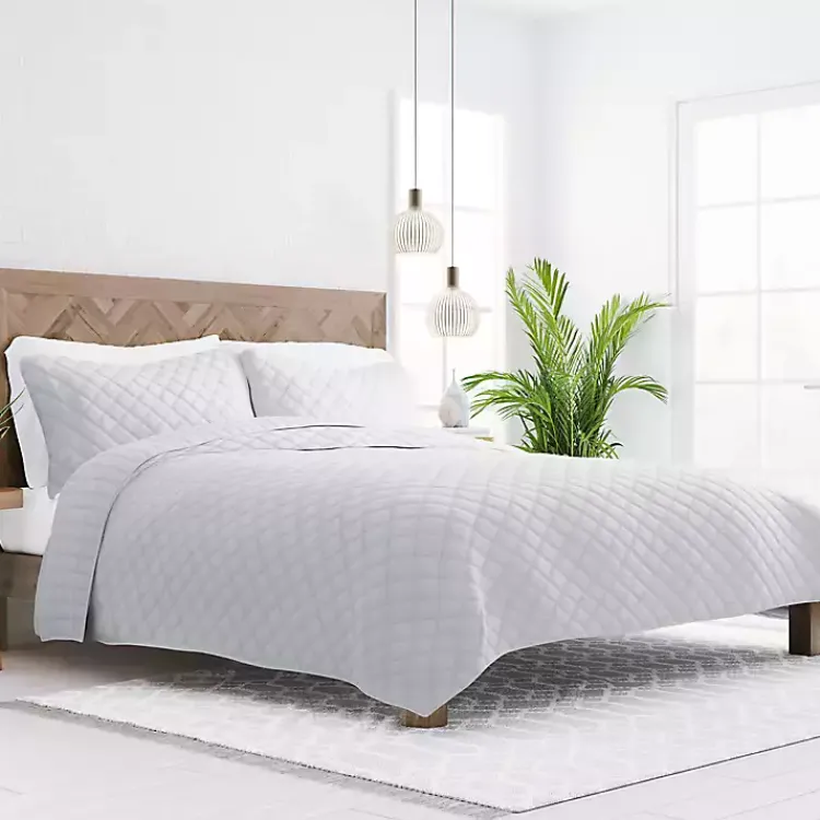 Kirklands Home Quilts|Stitched Diamond 2-pc. Twin Quilt Set Gray