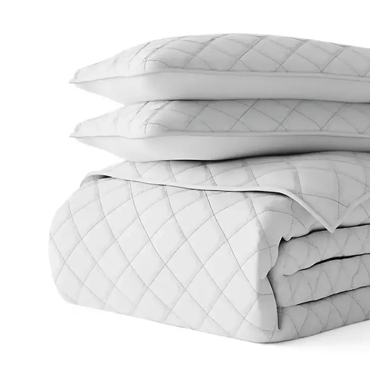 Kirklands Home Quilts|Stitched Diamond 3-pc. King Quilt Set Gray