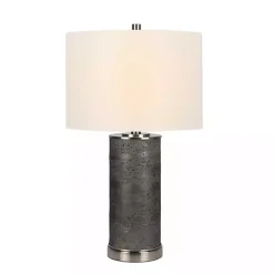 Kirklands Home Table Lamps|Stone and Steel Cylinder Table Lamp Gray