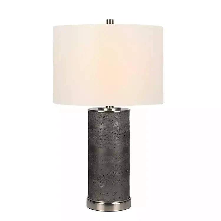 Kirklands Home Table Lamps|Stone and Steel Cylinder Table Lamp Gray