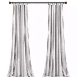 Kirklands Home Curtains & Drapes|Stripe Farmhouse Curtain Panel Set, 95 in. Gray