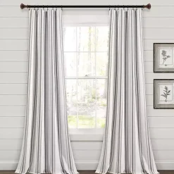 Kirklands Home Curtains & Drapes|Stripe Farmhouse Curtain Panel Set, 95 in. Gray