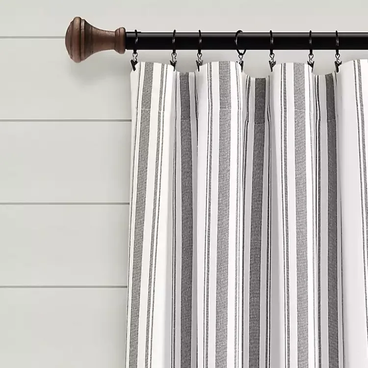 Kirklands Home Curtains & Drapes|Stripe Farmhouse Curtain Panel Set, 95 in. Gray