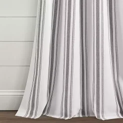 Kirklands Home Curtains & Drapes|Stripe Farmhouse Curtain Panel Set, 95 in. Gray