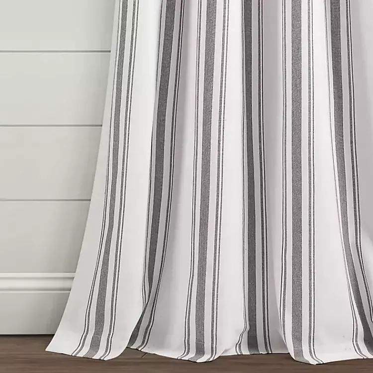 Kirklands Home Curtains & Drapes|Stripe Farmhouse Curtain Panel Set, 95 in. Gray