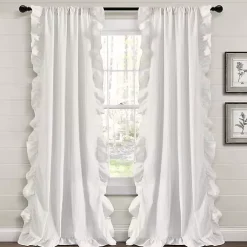 Kirklands Home Curtains & Drapes|Gray Stripe Ruffled Curtain Panel Set, 84 in.