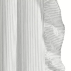Kirklands Home Curtains & Drapes|Gray Stripe Ruffled Curtain Panel Set, 84 in.