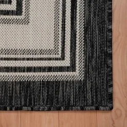 Kirklands Home Outdoor Rugs|Gray Striped Border Outdoor Area Rug, 7x9