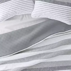 Kirklands Home Quilts|Gray Striped Reversible 3-pc. Queen Quilt Set
