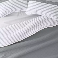 Kirklands Home Quilts|Gray Striped Reversible 3-pc. King Quilt Set