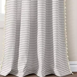 Kirklands Home Curtains & Drapes|Gray Striped Tassel Curtain Panel Set, 84 in.