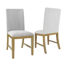 Kirklands Home Dining Chairs|Stripes Nailhead Dining Chairs, Set of 2 Gray