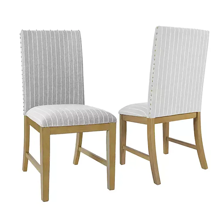 Kirklands Home Dining Chairs|Stripes Nailhead Dining Chairs, Set of 2 Gray