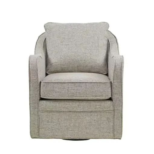 Kirklands Home Accent Chairs|Swivel Upholstered Wide Seat Accent Chair Gray