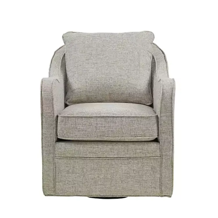Kirklands Home Accent Chairs|Swivel Upholstered Wide Seat Accent Chair Gray