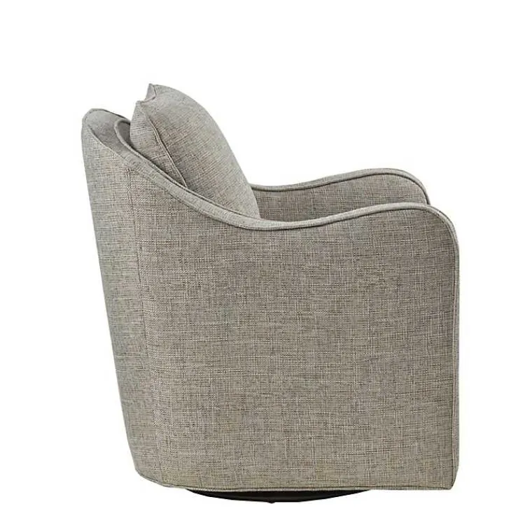 Kirklands Home Accent Chairs|Swivel Upholstered Wide Seat Accent Chair Gray