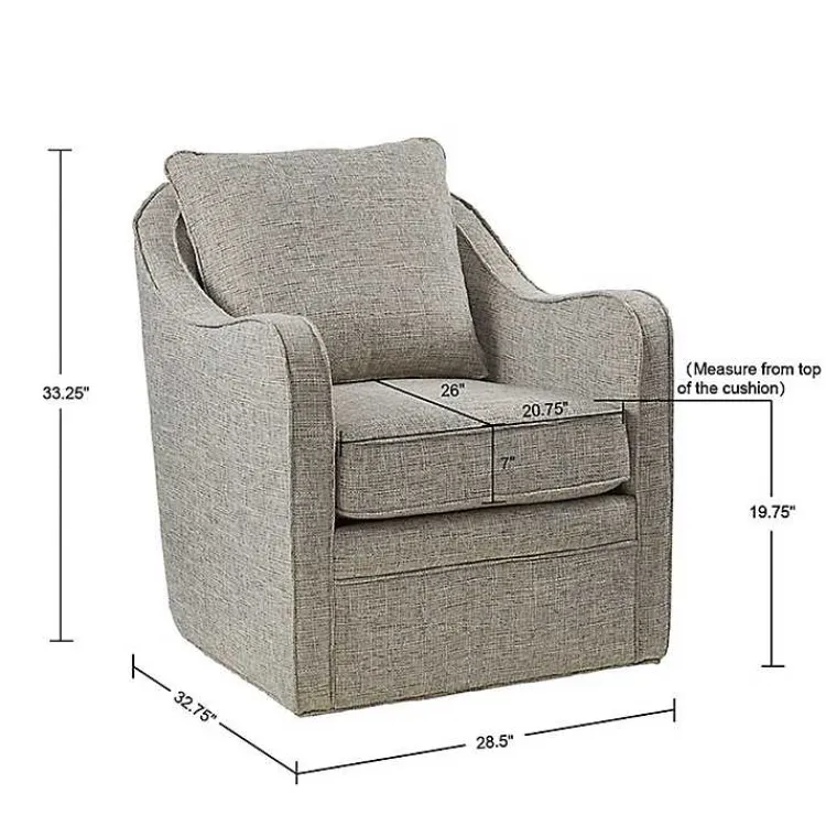 Kirklands Home Accent Chairs|Swivel Upholstered Wide Seat Accent Chair Gray