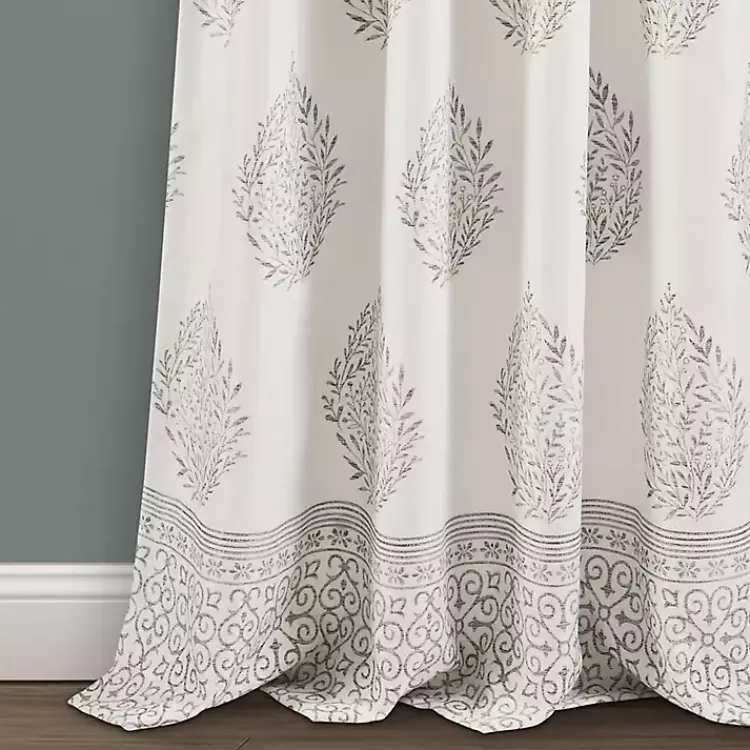 Kirklands Home Curtains & Drapes|Gray Teardrop Leaves Curtain Panel Set, 95 in.