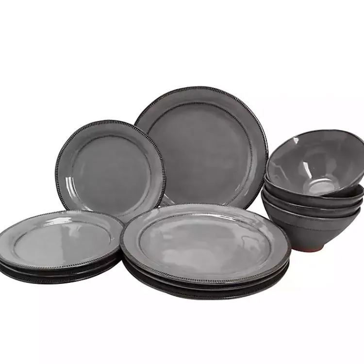 Kirklands Home Dinnerware|Terracotta 12-pc. Dinnerware Set Gray