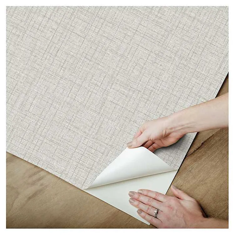 Kirklands Home Wall Murals & Wallpaper|Textured Faux Fabric Peel & Stick Wallpaper Gray