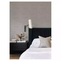 Kirklands Home Wall Murals & Wallpaper|Textured Grassweave Peel & Stick Wallpaper Gray