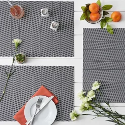 Kirklands Home Table Linens|Textured Twill Weave Placemats, Set of 6 Gray