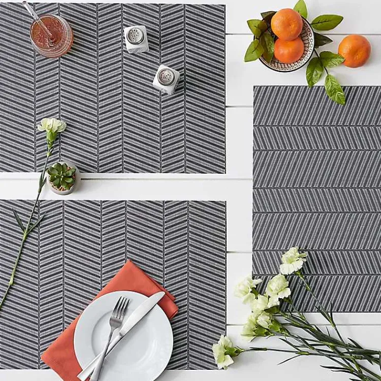 Kirklands Home Table Linens|Textured Twill Weave Placemats, Set of 6 Gray