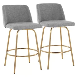 Kirklands Home Bar Stools & Counter Height Stools|Torino Gold Leg Counter Stools, Set of 2 Gray