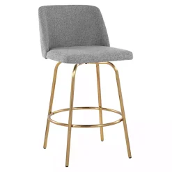 Kirklands Home Bar Stools & Counter Height Stools|Torino Gold Leg Counter Stools, Set of 2 Gray