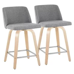 Kirklands Home Bar Stools & Counter Height Stools|Torino Upholstered Counter Stools, Set of 2 Gray