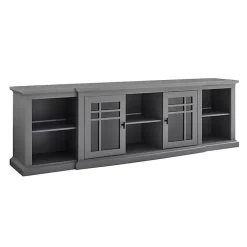 Kirklands Home Tv Stands & Media Consoles|Transitional Breakfront 2-Door Media Console Gray