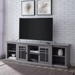 Kirklands Home Tv Stands & Media Consoles|Transitional Breakfront 2-Door Media Console Gray