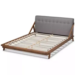 Kirklands Home Beds & Headboards|Tufted and Natural Walnut King Platform Bed Gray