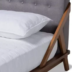 Kirklands Home Beds & Headboards|Tufted and Natural Walnut King Platform Bed Gray