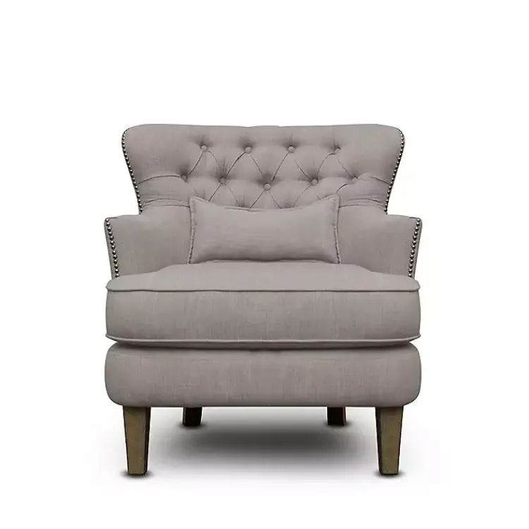 Kirklands Home Accent Chairs|Tufted Armchair with Lumbar Pillow Gray