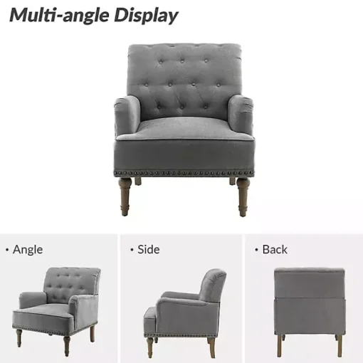 Kirklands Home Accent Chairs|Tufted Britt Accent Chair Gray