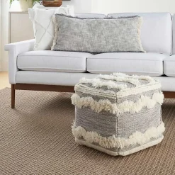 Discount Tufted Chevron Cube Pouf Poufs & Floor Cushions
