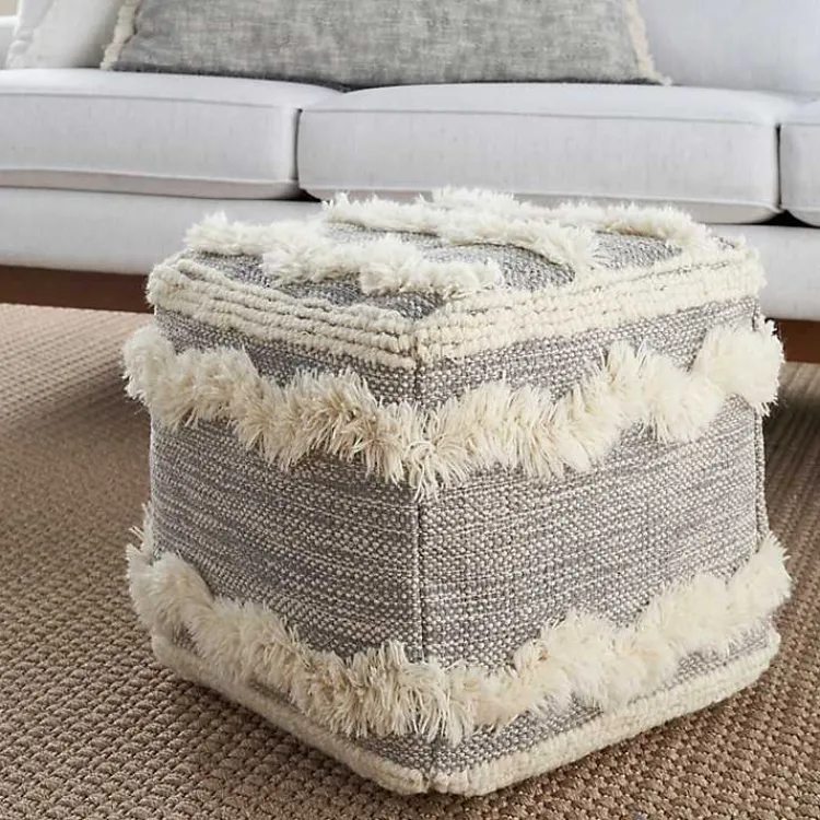 Discount Tufted Chevron Cube Pouf Poufs & Floor Cushions