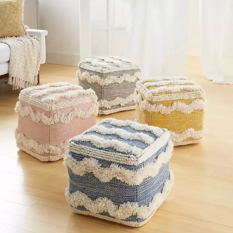 Discount Tufted Chevron Cube Pouf Poufs & Floor Cushions