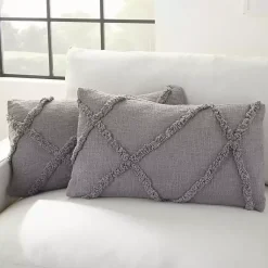 Outlet Tufted Diamond Lumbar Pillows, Set of 2 Pillows
