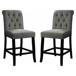 Kirklands Home Bar Stools & Counter Height Stools|Tufted Landon Counter Stools, Set of 2 Gray