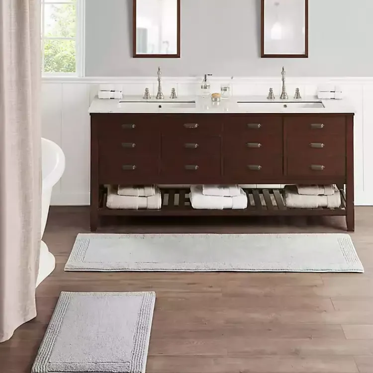 Kirklands Home Bathroom Rugs|Tufted Reversible Bath Runner Gray