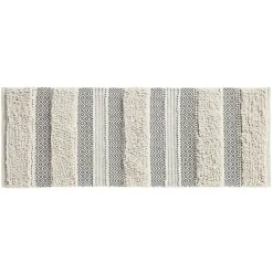 Kirklands Home Bathroom Rugs|Tufted Stripes Woven Bath Runner Gray
