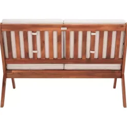 Kirklands Home Outdoor Seating|Upholstered Acacia Wood Outdoor Loveseat Gray