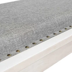 Kirklands Home Dining Chairs|Upholstered Antique White Quin Bench Gray