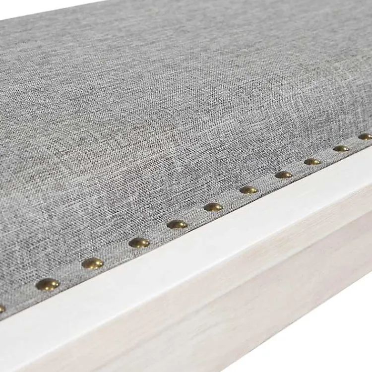 Kirklands Home Dining Chairs|Upholstered Antique White Quin Bench Gray