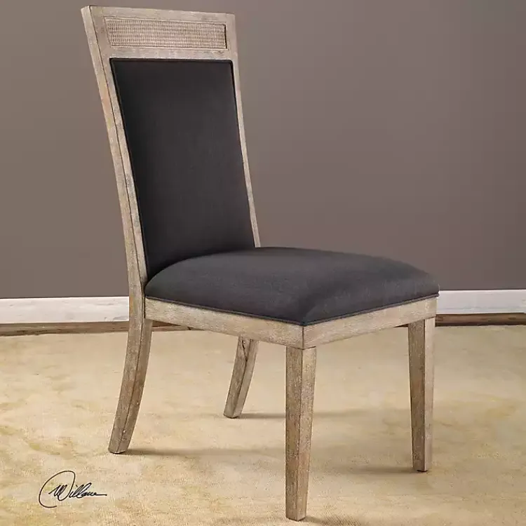 Kirklands Home Dining Chairs|Upholstered Cane Detailing Dining Chair Gray
