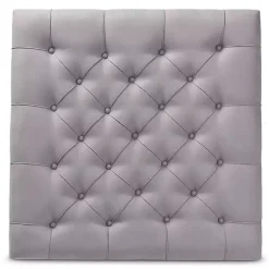 Kirklands Home Benches & Ottomans|Upholstered Linen Tufted Ottoman with Shelf Gray